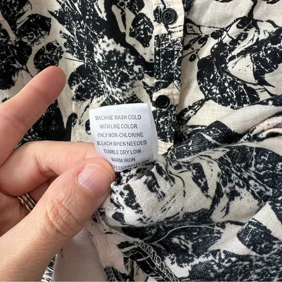 Harvé Benard Linen Blend Floral Button-Up Blouse – Size M - Picture 4 of 5